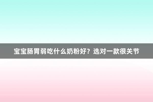 宝宝肠胃弱吃什么奶粉好？选对一款很关节